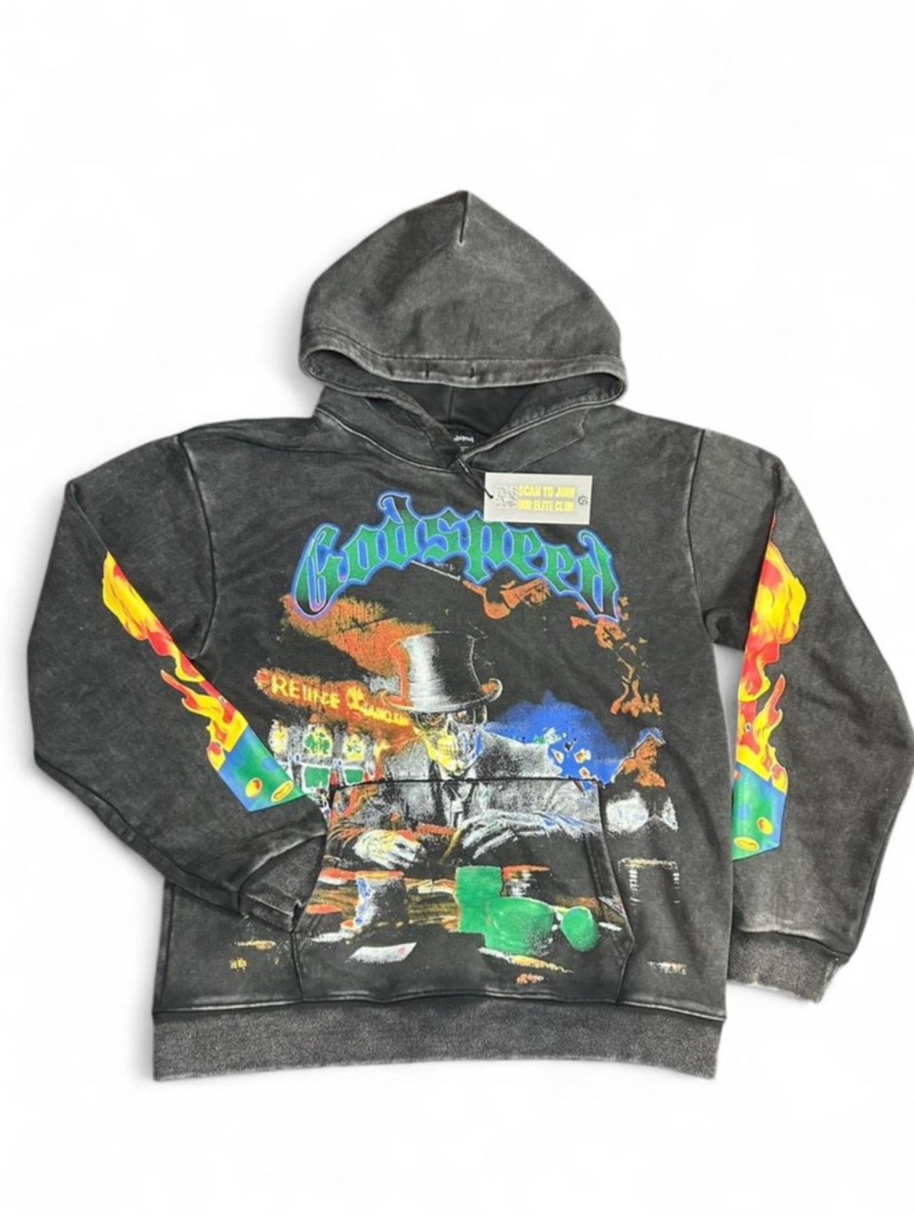 Godspeed Life's A Gamble Hoodie Black Wash - Brand New